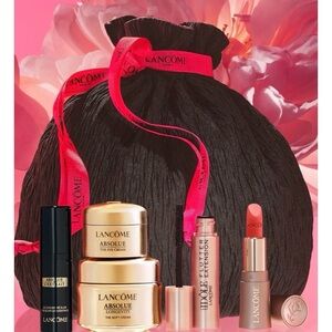 Lancome Gift Set - Serum, Eye Cream, Soft Cream, Lipstick, Mascara, Bag NWT